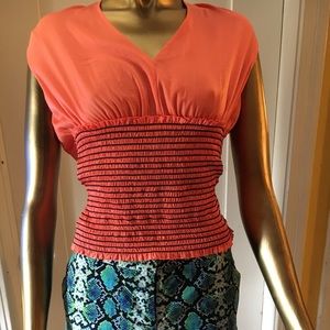 BCBG blouse and shorts